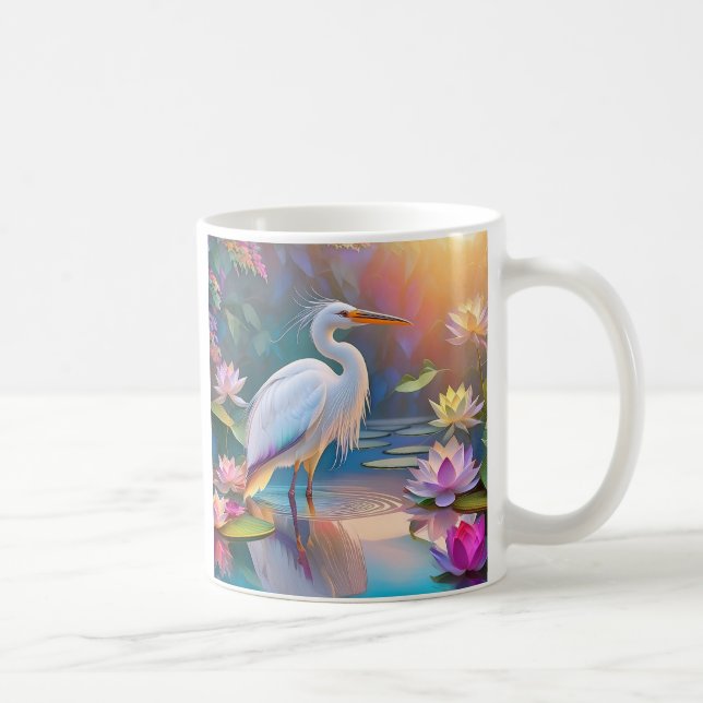 Taza De Café Naranja Billing White Heron Fantasy Bird (Derecha)