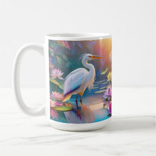 Taza De Café Naranja Billing White Heron Fantasy Bird