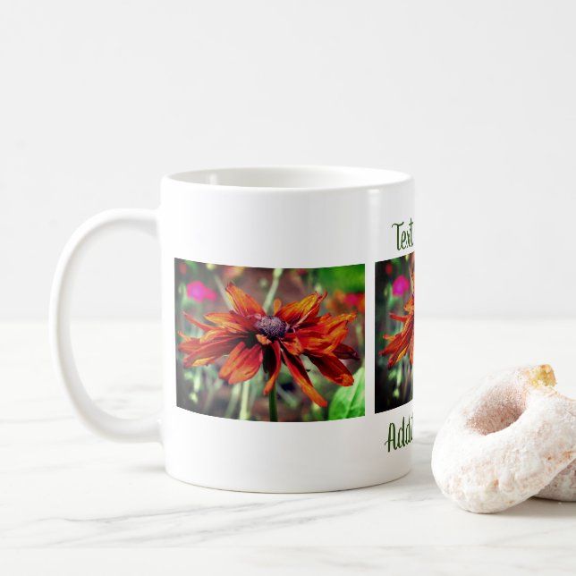 Taza De Café Naranja Black Eyed Susan Flower Personalizada (Con donut)