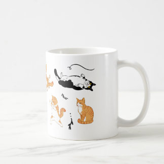 Taza De Café Naranja blanco negro juguetón gatos