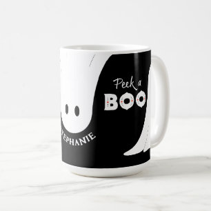 Taza De Café Naranja blanco negro mira a Boo Ghosts Halloween