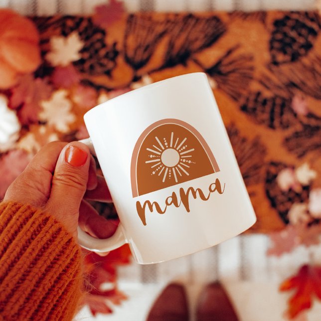 Taza De Café Naranja bohemio quemado sol arcoiris mamá (Subido por el creador)