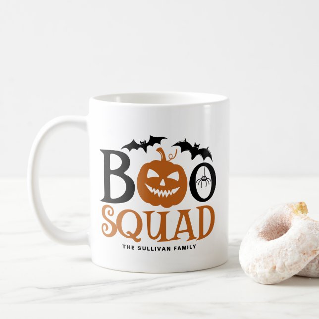 Taza De Café Naranja Boo Squad espeluznante Leyendo Halloween (Con donut)