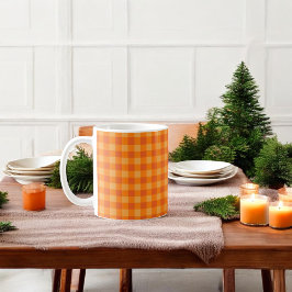 Taza De Café Naranja Buffalo Plaid Holiday