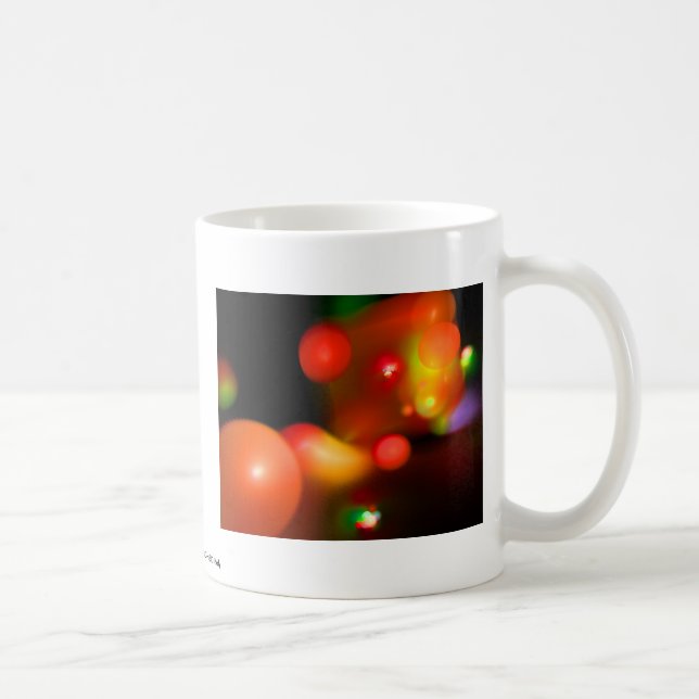 Taza De Café NARANJA BURBUJAS DE CUANTO AMARILLO ROJO Resumen (Derecha)