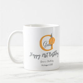 Taza De Café Naranja calabaza otoño cumpleaños 21 gris pastel o