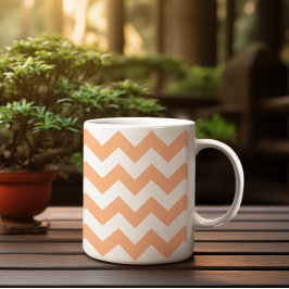 Taza De Café Naranja Chevron de la Peach Pastel moderna