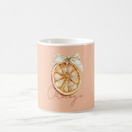 Taza De Café Naranja con bonito lazo de crema