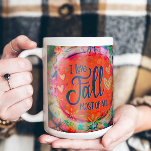 Taza De Café Naranja Corazones Florales Que Amo Inespiritividad