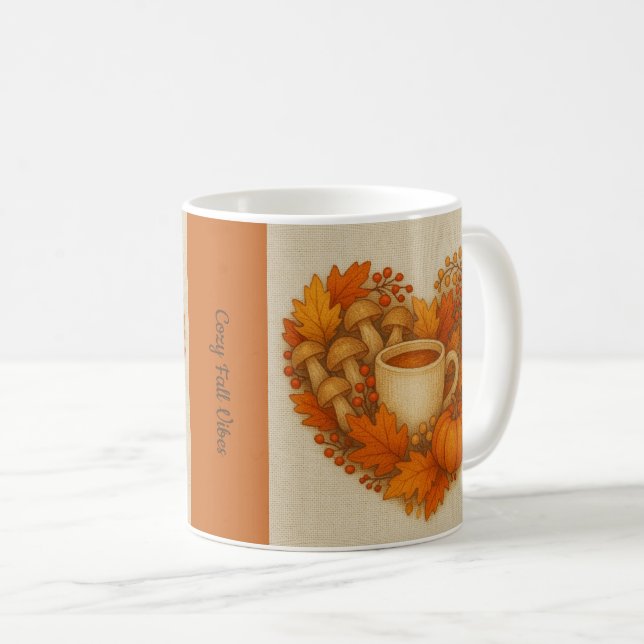 Taza De Café naranja Cosy Fall Vibes cocoa Saltos de calabaza (Anverso derecho)