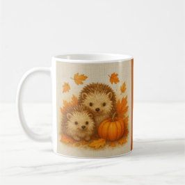 Taza De Café naranja Cosy Fall Vibes hedgehog Hojas de calabaza