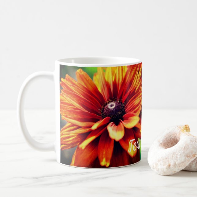 Taza De Café Naranja Daisy Flower Personalizada (Con donut)