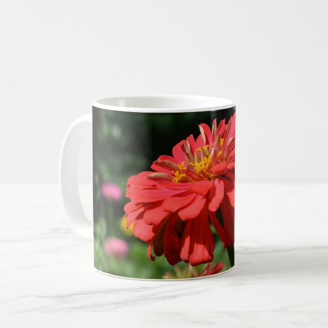 Taza De Café Naranja daisy, zinnia, cosmo, jardín de girasoles (Anverso izquierdo)