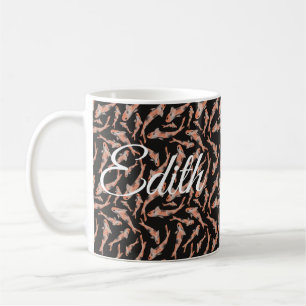 Taza De Café Naranja de acuarela Koi Fish Black Personalizado