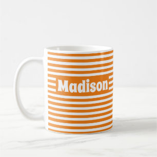 Taza De Café Naranja de bandas simples y nombre personalizado b