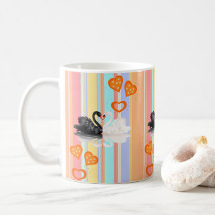Taza De Café Naranja de cisne Corazón Stripe Mug