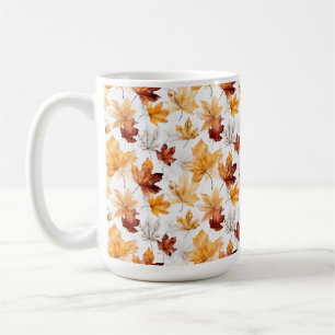 Taza De Café Naranja DE COLOR DE AGUA HOJAS DE OTOÑO EN BLANCO