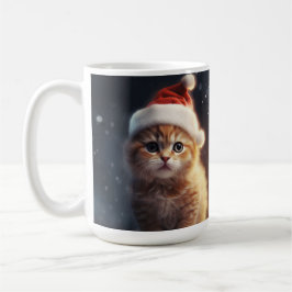 Taza De Café Naranja DE FLUFFY KITTEN CON SANTA SANTA HAT