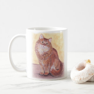 Taza De Café Naranja de gato color agua café animal largamente