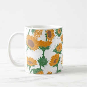 Taza De Café Naranja de girasol de impresión de bloques de made