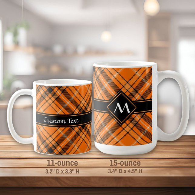 Taza De Café Naranja de Halloween Tartan (Subido por el creador)