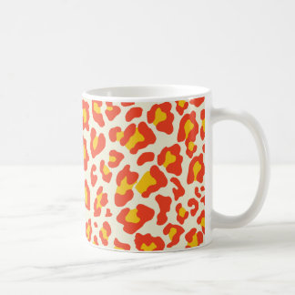 Taza De Café Naranja de impresión de leopardo, amarillo, blanco