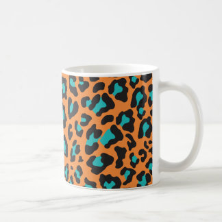 Taza De Café Naranja de impresión de leopardo, negro, Aqua
