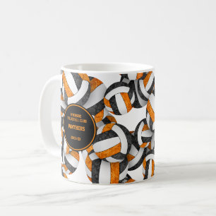 Taza De Café naranja de los colores del equipo de voleibol negr