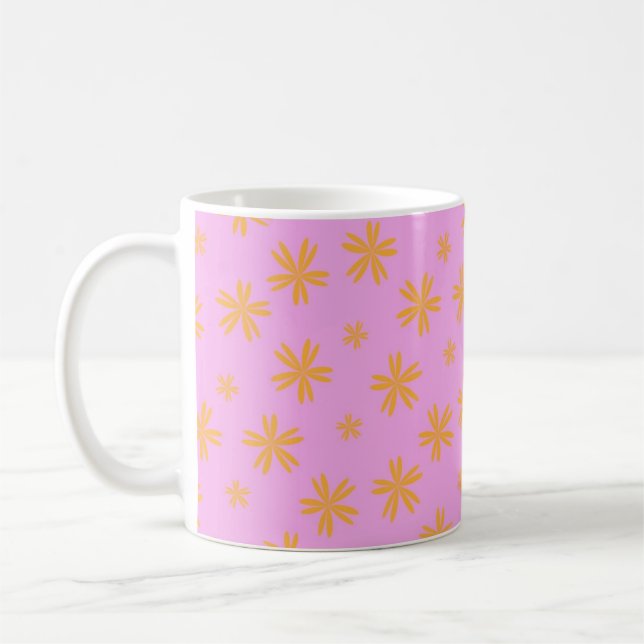 Taza De Café Naranja de Moda retro Floral rosa brillante E2K in (Izquierda)