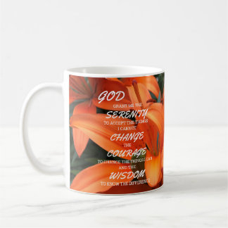 Taza De Café Naranja de oración de la serenidad Lily Flores Fot