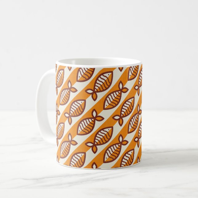Taza De Café Naranja de peces retro negrita (Anverso izquierdo)