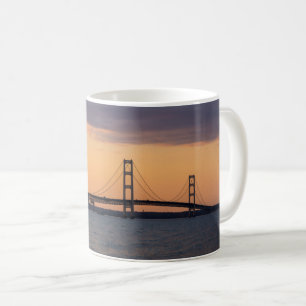 Taza De Café Naranja Dusk Mackinac Bridge Coffee Mug
