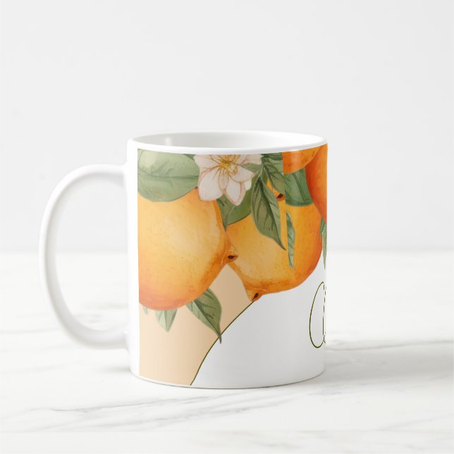 Taza De Café Naranja Floral Citrus moderno negocio personal (Izquierda)