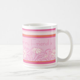 Taza De Café Naranja floral de clavel y mugre rosa