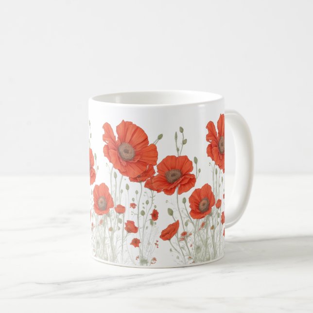 Taza De Café Naranja Flores de amapola (Anverso derecho)