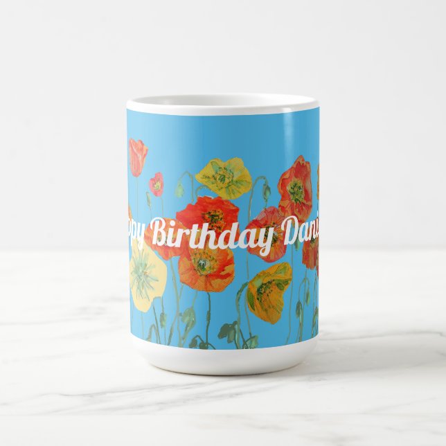 Taza De Café Naranja Flores Flores Florales Shabby arte floral  (Centro)