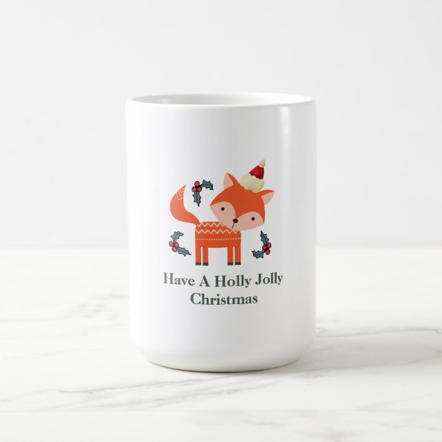 Taza De Café Naranja Fox En Santa Hat Cuidados Navidades Whimsi (Centro)