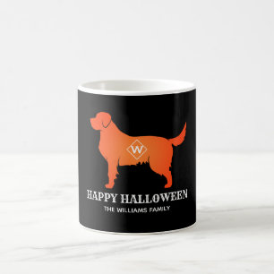Taza De Café Naranja Golden Retriever Happy Halloween