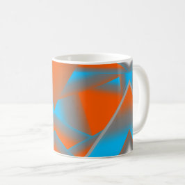 Taza De Café Naranja Gris Azul Ombre Geométrico Resumen Arte
