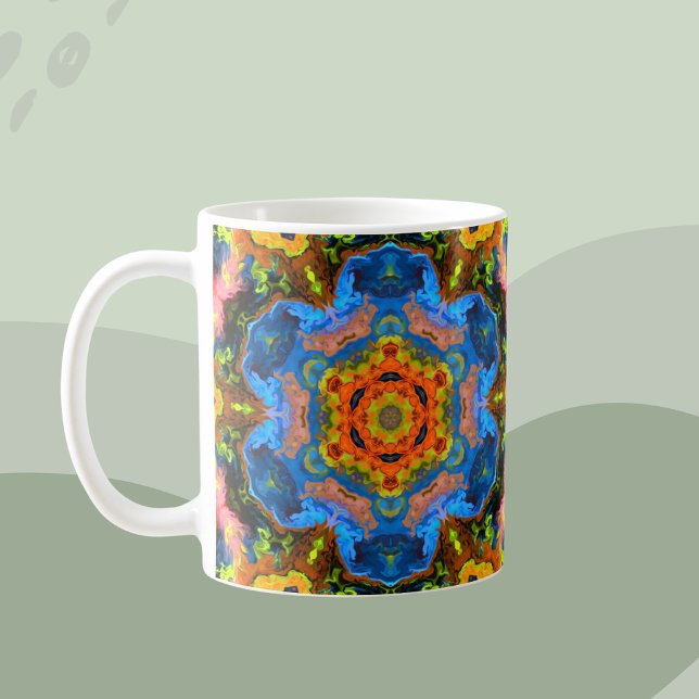 Taza De Café Naranja hippie psicodélico azul y amarillo (Subido por el creador)