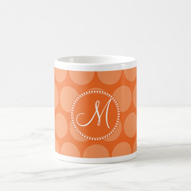 Taza De Café Naranja inicial de monograma personalizado puntos  (Centro)