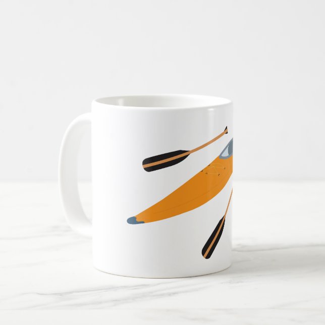 Taza De Café Naranja Kayak con Oars (Anverso izquierdo)
