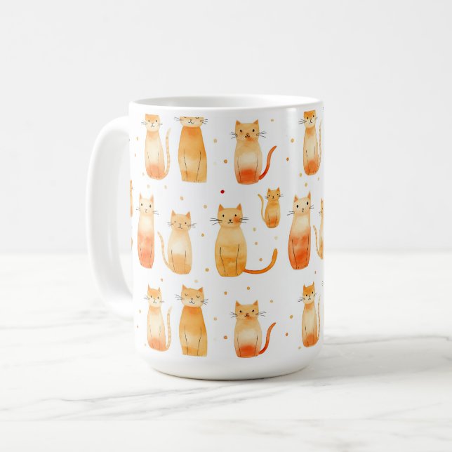 Taza De Café Naranja Kitty Cats (Anverso izquierdo)