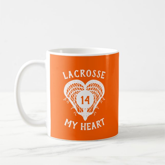 Taza De Café Naranja Lacrosse My Heart (Izquierda)