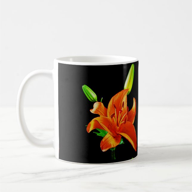 Taza De Café Naranja Lily On Black (Izquierda)