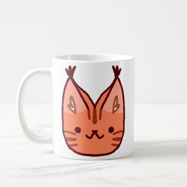 Taza De Café Naranja lindo Cat Mug REVISADO (Izquierda)
