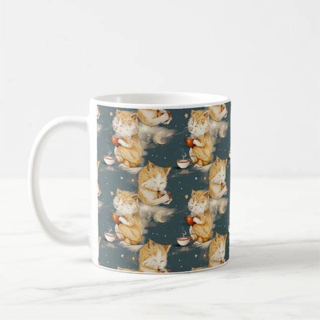 Taza De Café Naranja lindo Tabby Cat Coffee Mug (Izquierda)