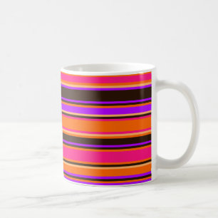 Taza De Café Naranja, magenta y pulpa rayada púrpura