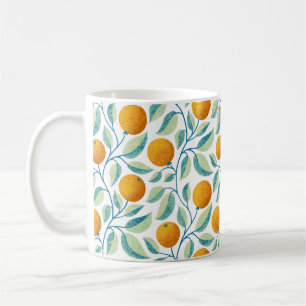 Taza De Café Naranja Mediterránea y Botánica de Té Azul y Cítri