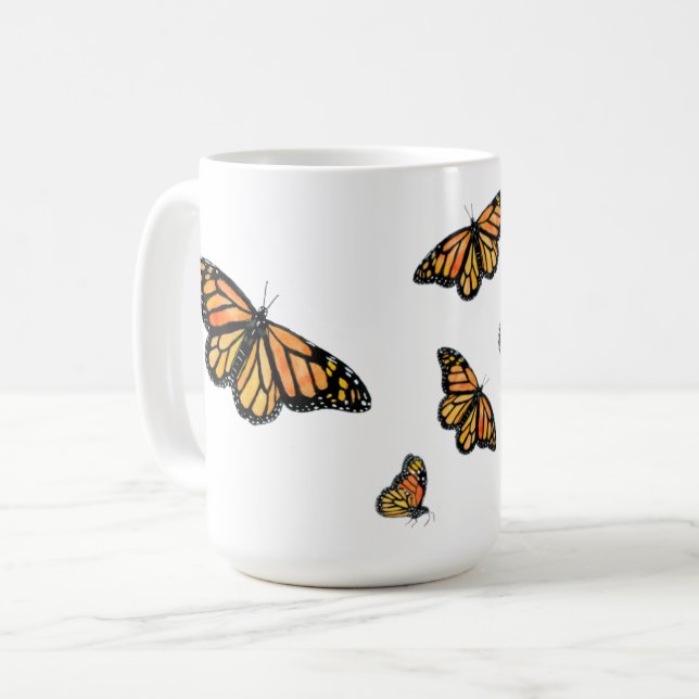 Taza De Café Naranja monarca mariposa naturaleza fauna (Anverso izquierdo)